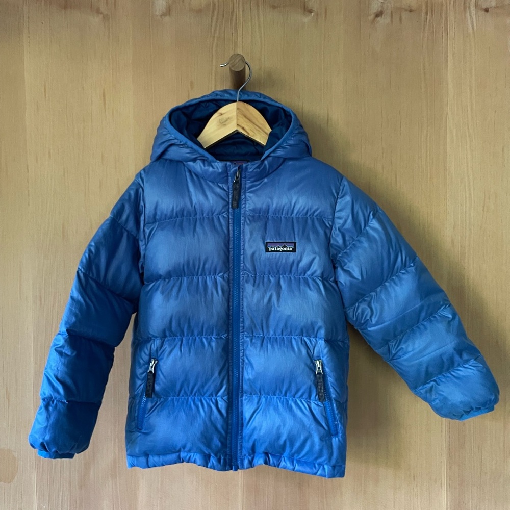 Kids Patagonia Blue Down puffer jacket with hood, 5t
